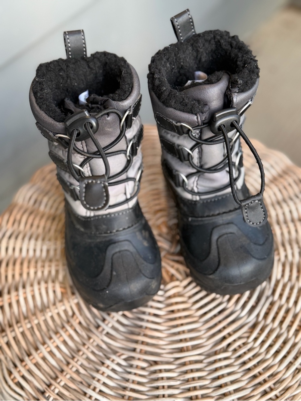 Member’s Mark Kids Winter Snow Boots Black Gray Size 7/8